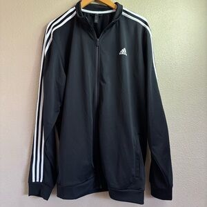 adidas Black Track Jacket with White 3-Stripes size XLT
